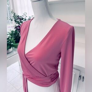 Windsor pink silky wrap top
